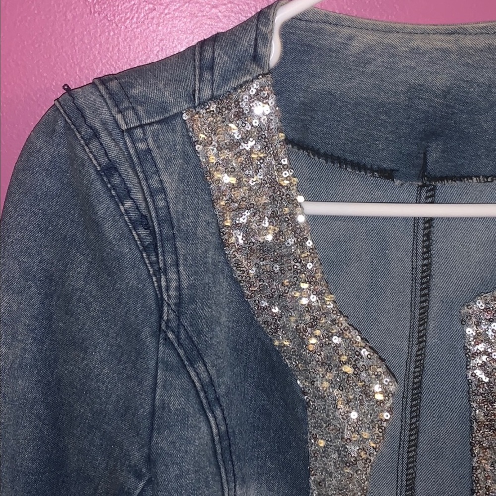 Sequined Denim Jacket - image 3